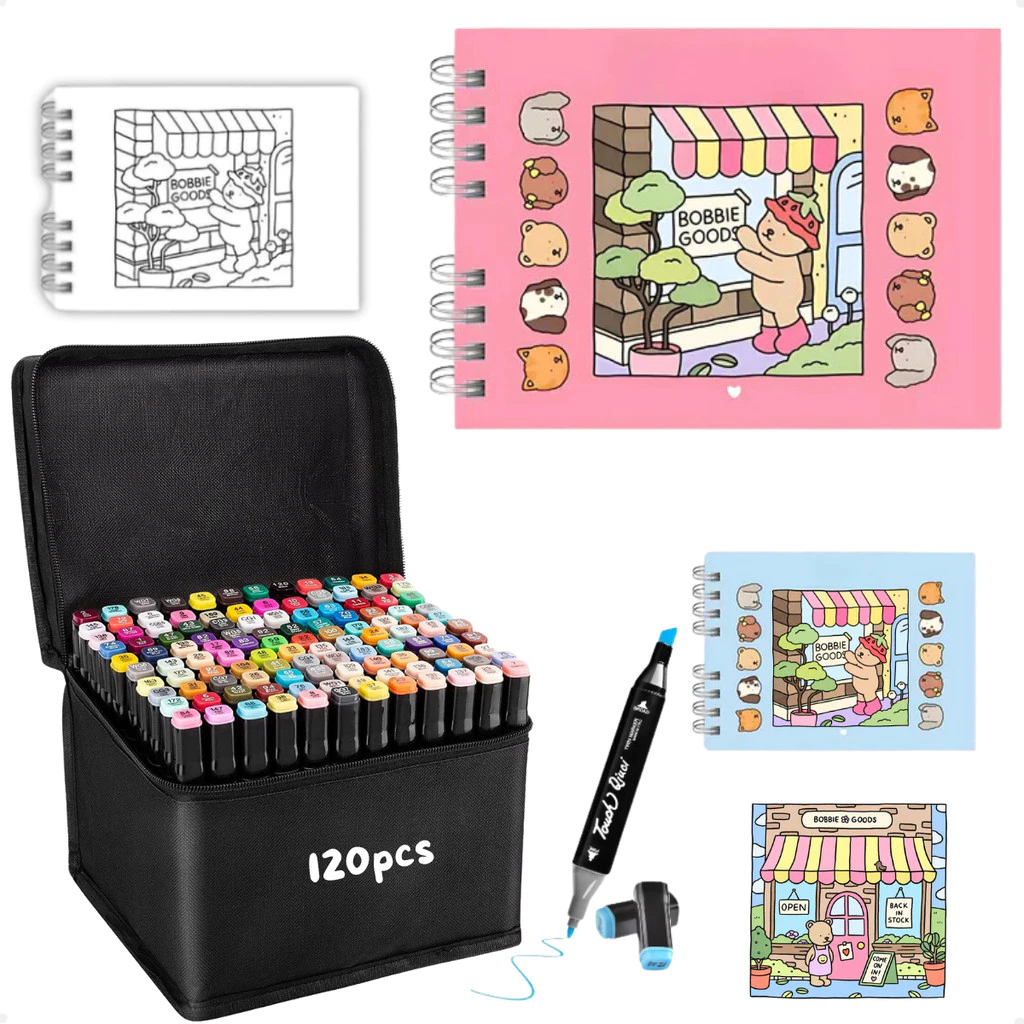 Kit Livro Bobbie Goods + 120 Canetas Brush Pen