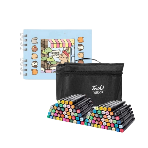 Kit Livro Bobbie Goods + 168 Canetas Brush Pen