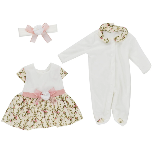 Conjunto de Roupa Branco Florido Bebê Reborn